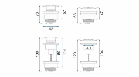 SYFON KLIK-KLAK UNIWERSALNY MIEDŹ SZCZOTKOWANA