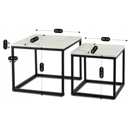 Zestaw Stolików ORI Biały Marmur