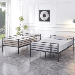 Łóżko Piętrowe Młodzieżowe 90x200 cm TRES Czarne 2w1