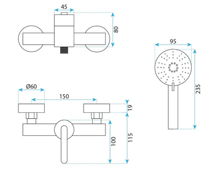 BATERIA PRYSZNICOWA JS-11804BG ONTARIO ZŁOTA SZCZO
