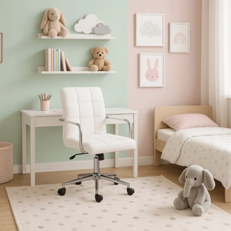 Fotel Obrotowy ASTRO Biały Ekoskóra