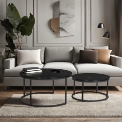 Zestaw Stolików MAURO MAX Czarny Marmur