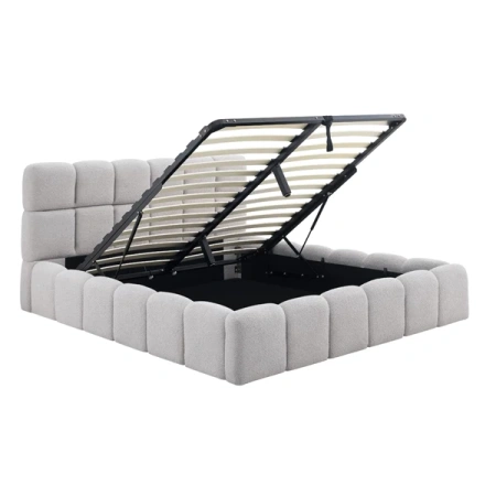 Łóżko 160x200 MURCJA Boucle Szare Z Pojemnikiem