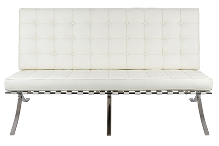 Sofa dwuosobowa BARCELON PRESTIGE PLUS  biała - włoska skóra naturalna, stal
