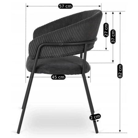 Krzesło TINKA Czarne Sztruksowe