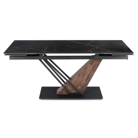 Stół REX 2 180-240 cm Czarny Marmur/Orzech