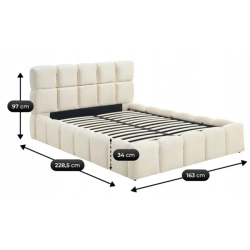 Łóżko 140x200 MURCJA Welurowe Kremowe Z Pojemnikiem