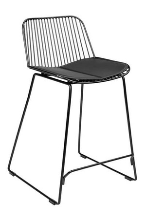 Krzesło barowe MILES czarne 66 cm - metal, ekoskóra