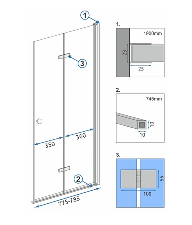 MODUŁ KABINY FOLD N2 CHROM 80