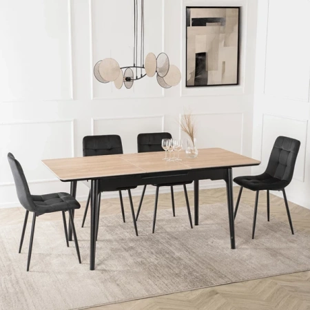 Stół Ceramiczny SAMER 120-160 cm Dąb/Czarny