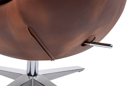 Fotel EGG SZEROKI PU brąz vintage koniak  - podstawa stal