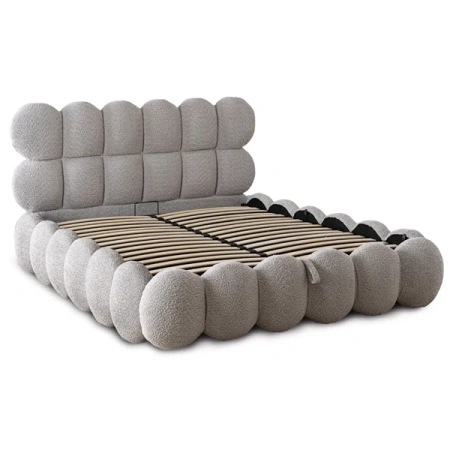 Łóżko 140x200 ANKARA Boucle Szare Z Pojemnikiem