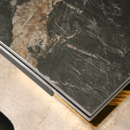 Stół Rozkładany IBIZA 160-240 cm Czarny Marmur/Złoty