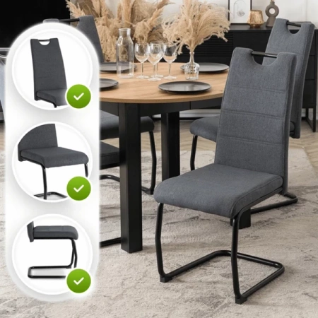 Krzesło LOPEZ Ciemnoszare/Czarne