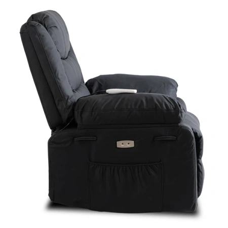 Fotel Masujący JASPER Czarny Ekoskóra