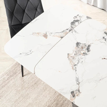 Stół Rozkładany Ceramiczny VERONA 160-240 cm Biały Marmur/Czarny