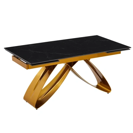 Stół LUIGI 160-240 cm Czarny marmur/Złoty