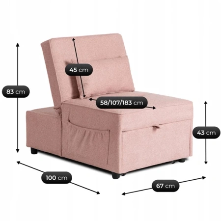 Fotel IBERIS 67 cm Różowy