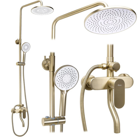 ZESTAW NATRYSKOWY DROP ZŁOTY SZCZOTKOWANY