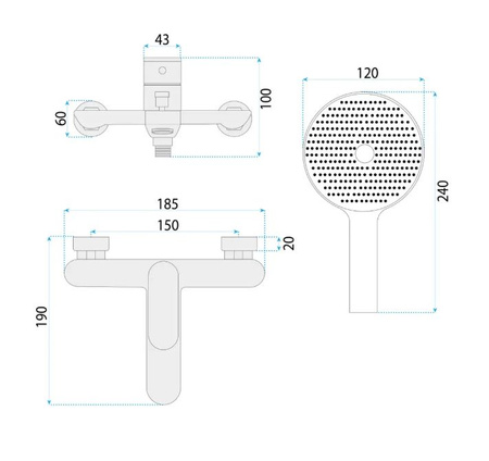 BATERIA WANNOWA DROP ZŁOTA SZCZOTKOWANA