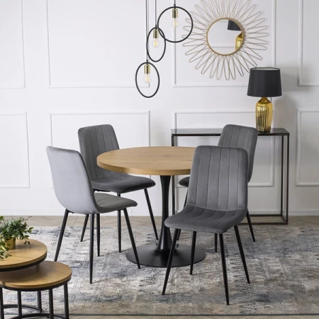 Stół LINO 100 cm Dąb Złoty/Czarny