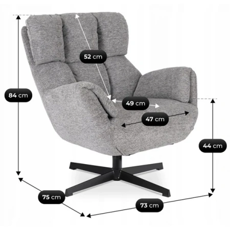 Fotel Wypoczynkowy Obrotowy REAL Szary