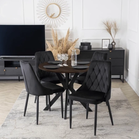 Stół LAUREN 90 cm Orzech/Czarny