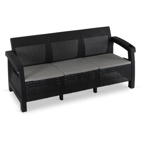 Sofa Ogrodowa FLINT Technorattan Czarna