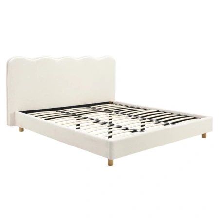 Łóżko 180x200 IZMIR Boucle Kremowe Z Pojemnikiem