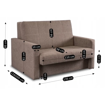 Fotel Do Spania Dwuosobowy MILAN 2 Beżowy