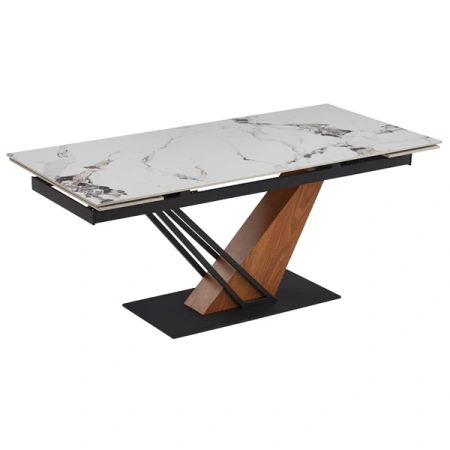 Stół REX 2 180-240 cm Biały Marmur/Dąb