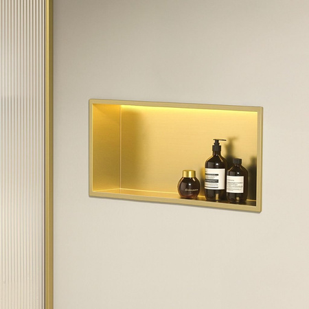 PÓŁKA WNĘKOWA LED 60x30x10 cm BRUSH GOLD