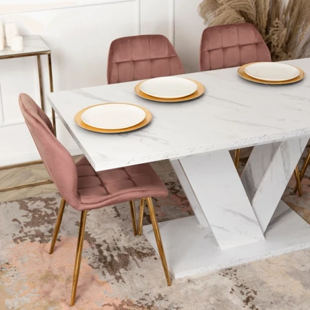 Stół CLARK 120-160 cm Biały Marmur