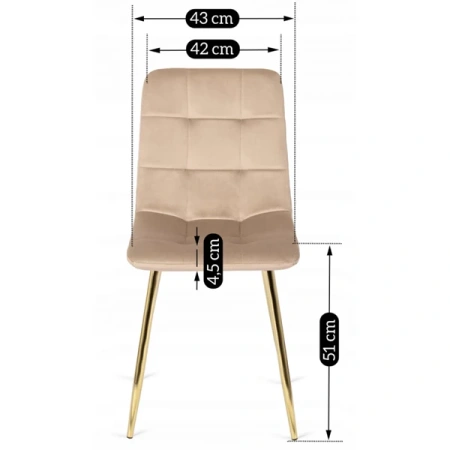 Krzesło YORK Kremowe Welurowe