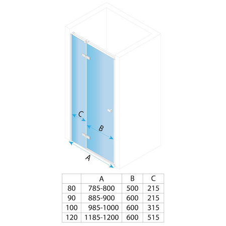 DRZWI PRYSZNICOWE ATLAS CHROM 90 L