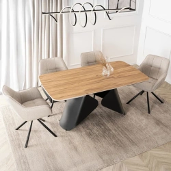 Stół Rozkładany Ceramiczny VERONA 160-240 cm Dąb/Czarny