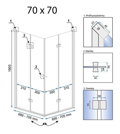 KABINA FOLD N2 CHROM 90x90