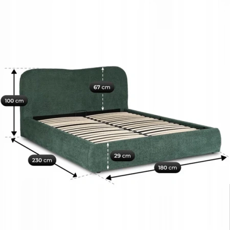 Łóżko 160x200 BRISTOL Zielone Z Pojemnikiem