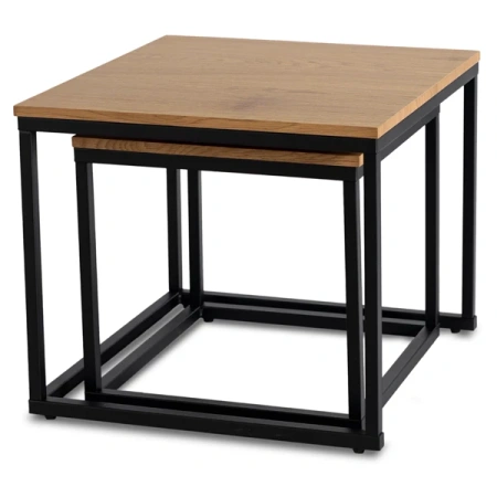 Zestaw Stolików CARMI Dąb Złoty/Czarny