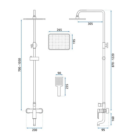 ZESTAW NATRYSKOWY MY2061-77GG HASS ZŁOTY SZCZOTKOW