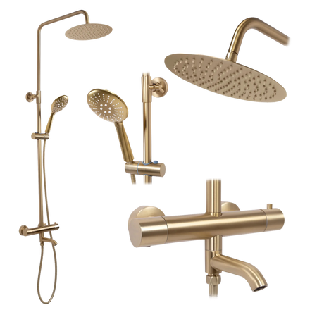 ZESTAW NATRYSKOWO-WANNOWY LUNGO ZŁOTY SZCZOTK TERM