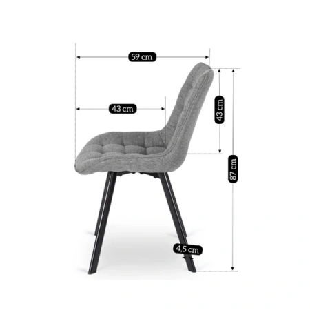 Krzesło RICK 2 Szare Tapicerowane