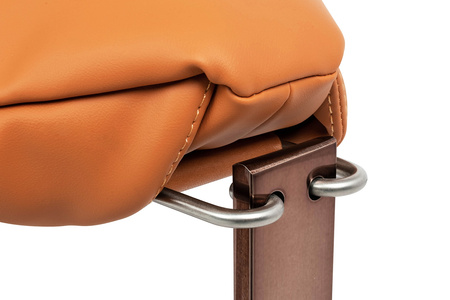 Fotel ARNI LOW z podnóżkiem pomarańczowy  - ekoskóra, miedz