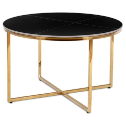 Stolik Ceramiczny MARINE Czarny Marmur Mat/Złoty