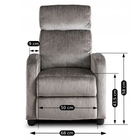 Fotel DANNY Szary Welurowy