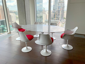 Stół TULIP ELLIPSE MARBLE CARRARA 200     biały - marmur, metal