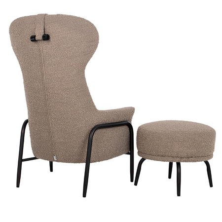 Fotel TEDDY GRAND z podnóżkiem ciemny     brązowy - stal