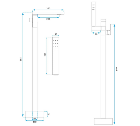 BATERIA WANNOWA PODŁOGOWA ST005 TERY ZŁOTA