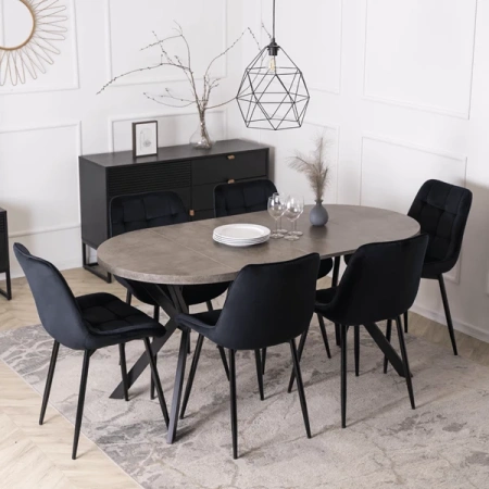 Stół DORIAN 80-160 cm Beton/Czarny