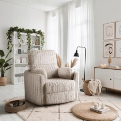 Fotel RAUL Beżowy Tkanina Pluszowa